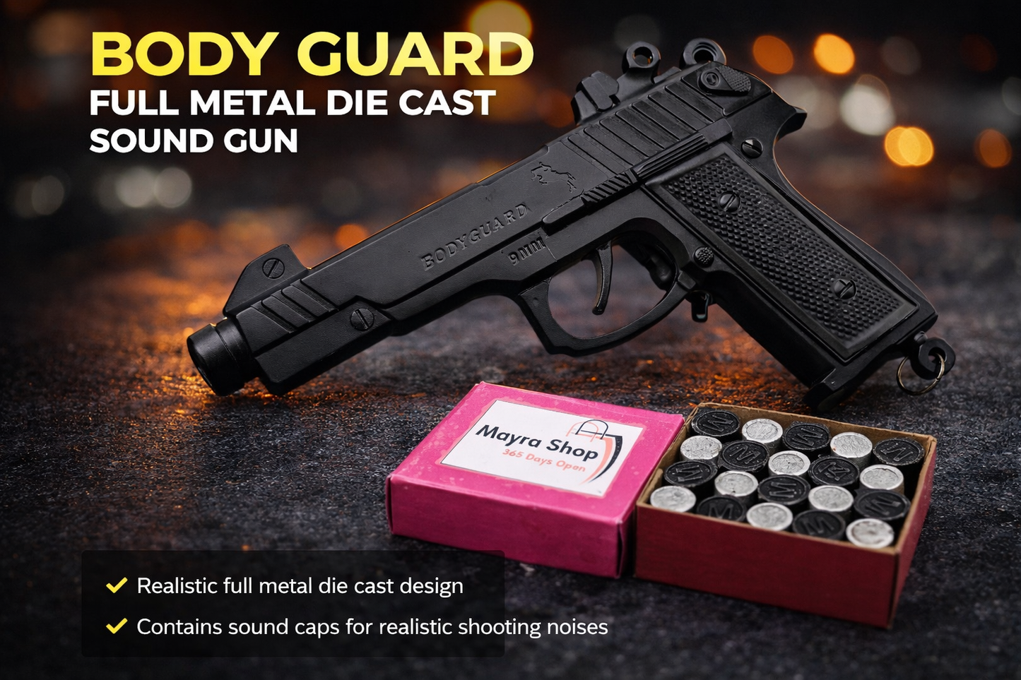 Bodyguard full metal sound gun with caps