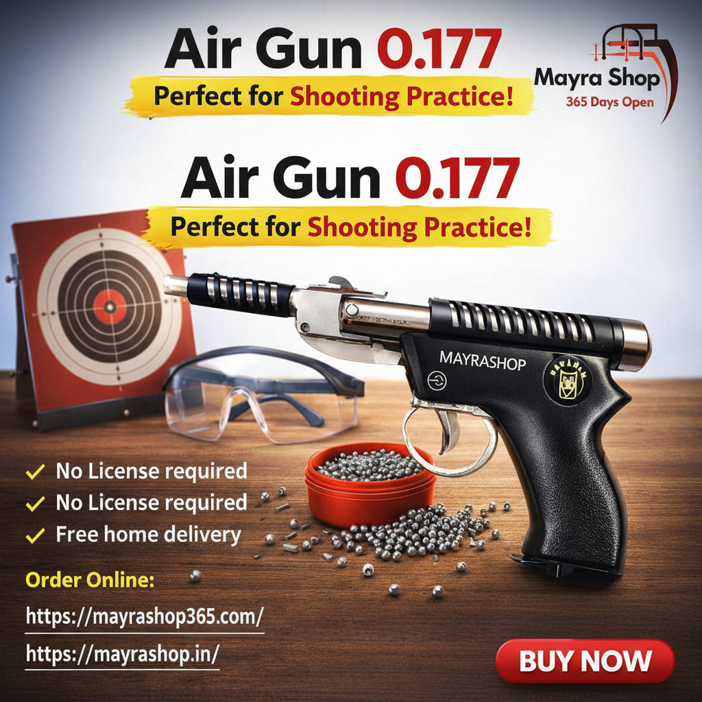 Shop high-quality .177 caliber air gun online in India. No license required. Perfect for target practice, training & hobby shooting. Durable, powerful & affordable pellet gun