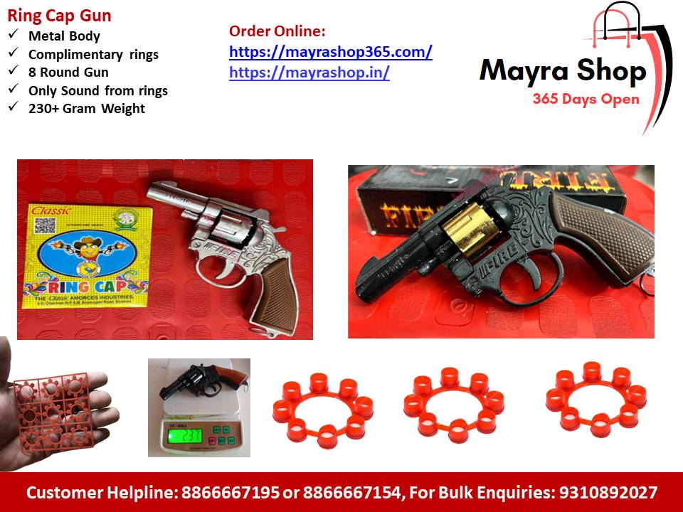 Metal Ring Cap Gun | Diwali Gun | 8 Shot Gun - Mayra Shop 365