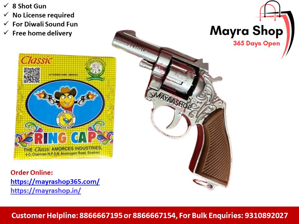 Diwali Metal Gun (Silver) | Multi shot Gun | Metal Pistol | - Mayra Shop 365
