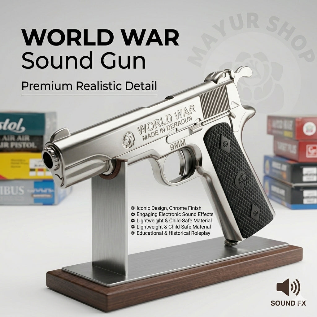 World War Sound Gun Silver – Loud cork gun | Realistic Military Style Toy Gun India Mayra Shop®air gun mayrashop365