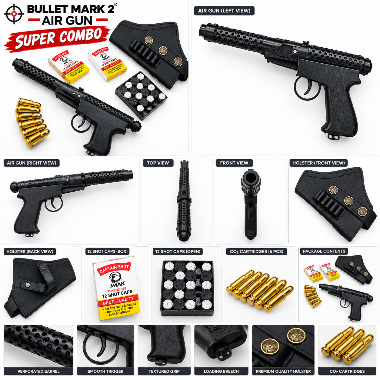 Bullet Mark 2 Air Gun Super Combo with protective case and shooting accessories