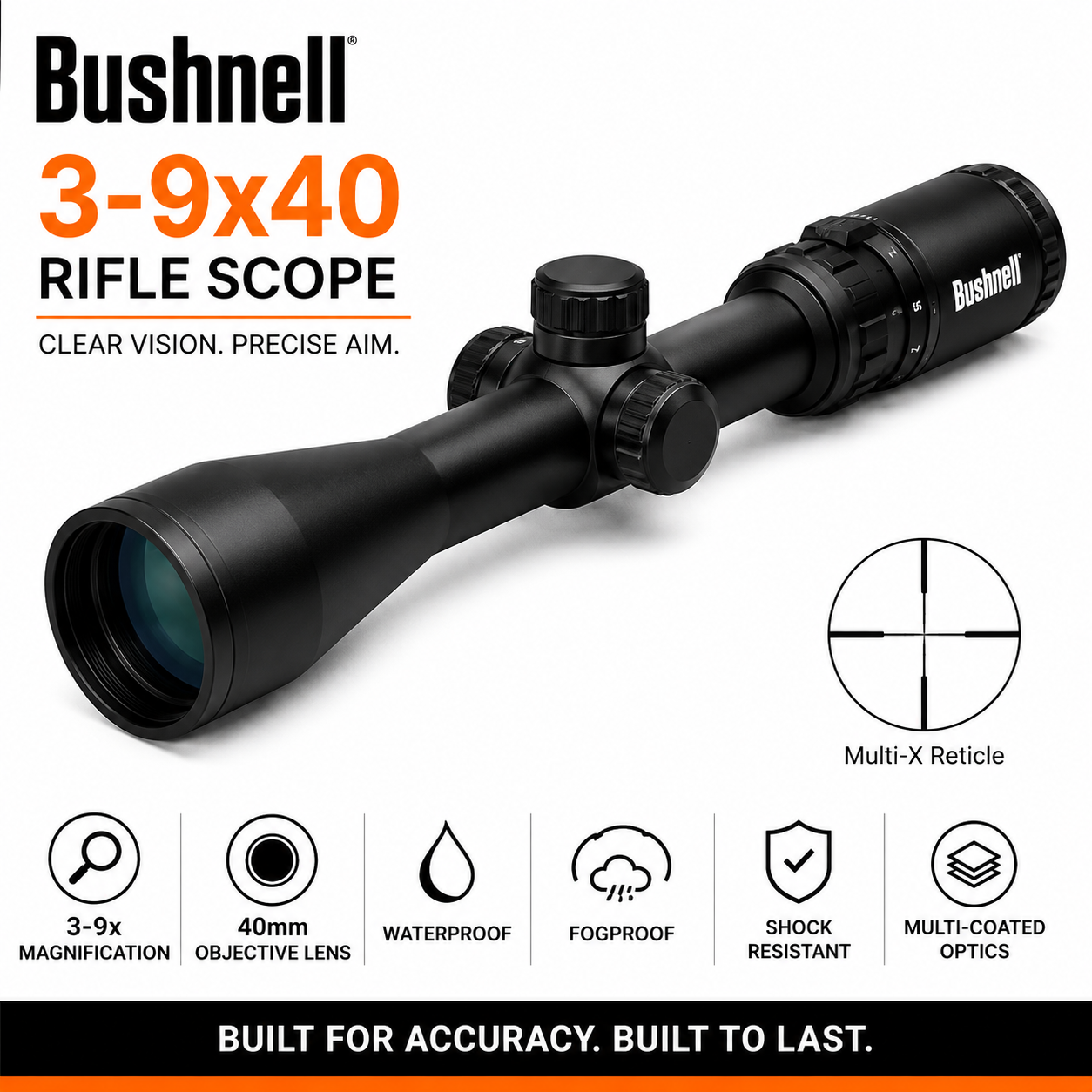 Bushnell 3-9x40 Rifle Scope – High Precision Optical Scope