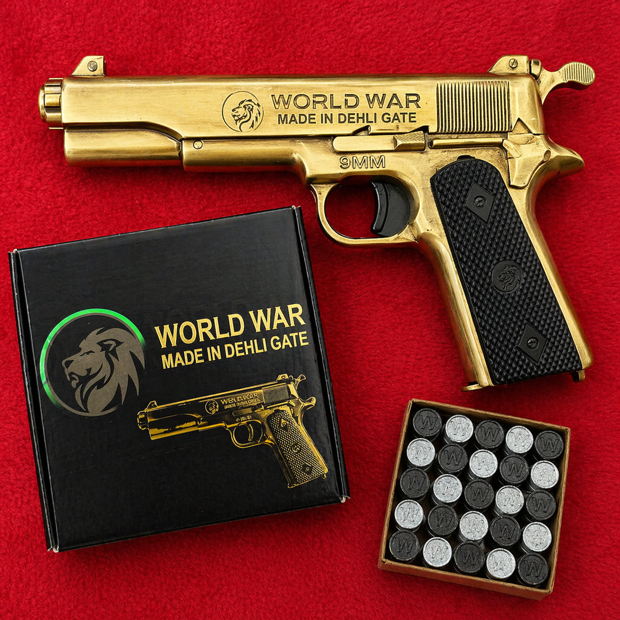 World War 9MM Gold Toy Gun with Sound Bullets - Image 1
