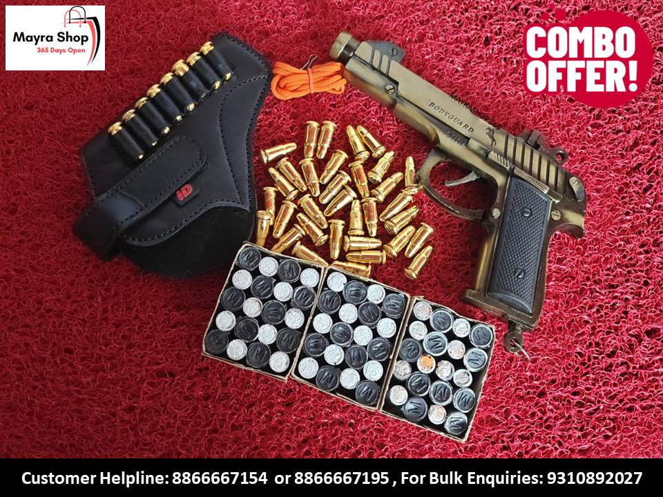 New Bodyguard Sound Gun combo - Brass color with five power cork box and premium cover with dummy bullets Mayra Shop®air gun mayrashop365
