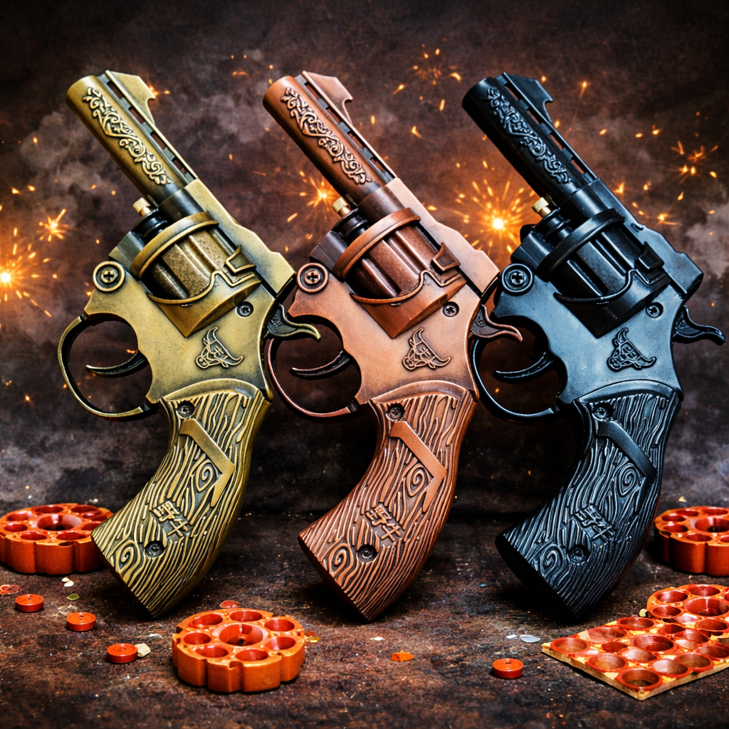 9 Shot Ring Cap Toy Gun Front View
Diwali Cap Gun Golden Color
Toy Revolver Gun for Kids
Nine Shot Cap Gun Close View