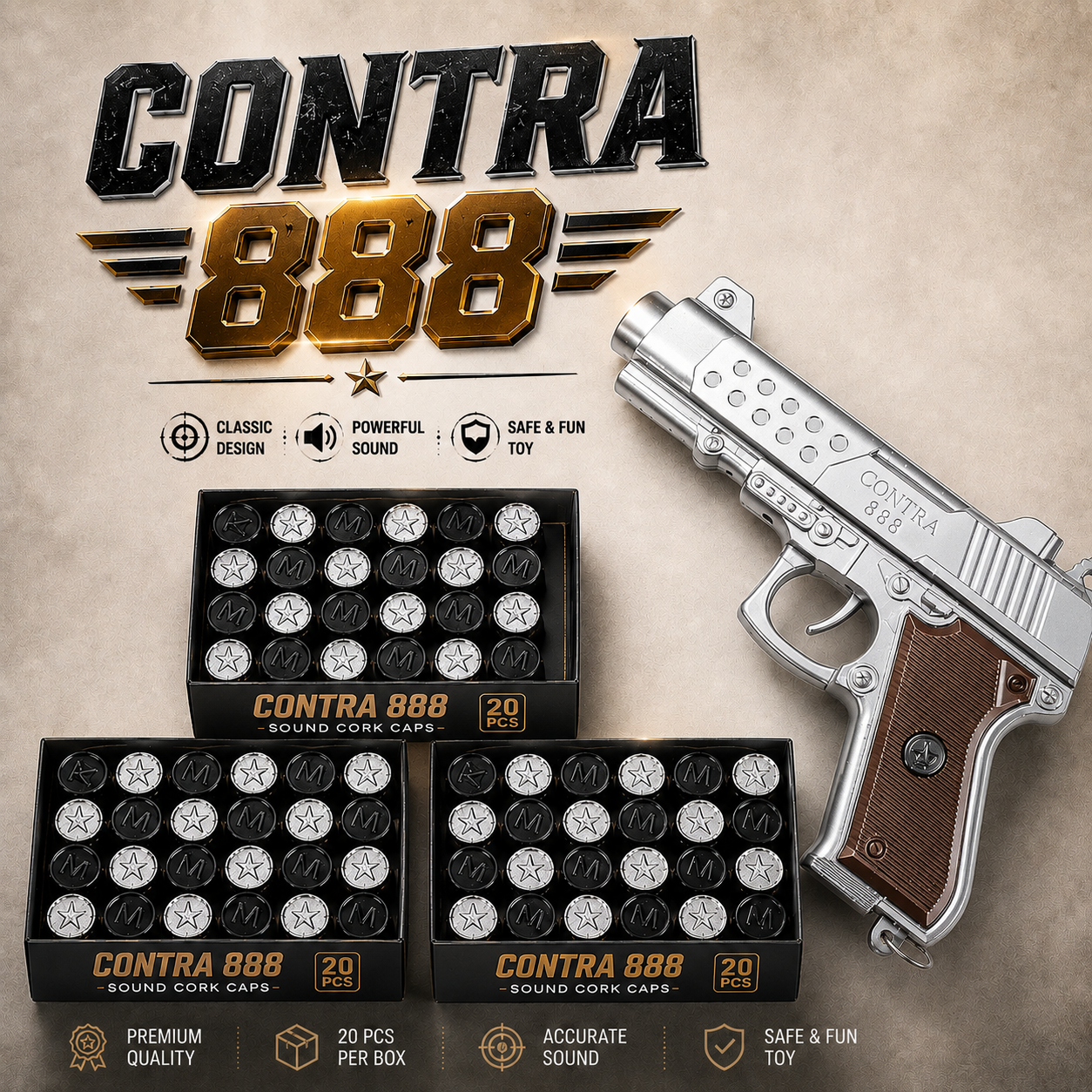 New Contra 888 Sound Gun Toy Pistol with Free Sound Corks | Premium Quality Mayra Shop 365air gun mayrashop365