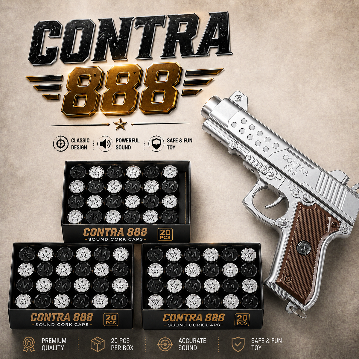 New Contra 888 Sound Gun Toy Pistol with Free Sound Corks | Premium Quality Mayra Shop 365air gun mayrashop365