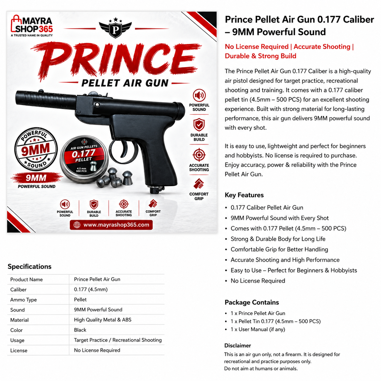 Prince Metal Air Pistol for Precision Shooting Practice | Gen Z Toy Gun Mayra Shop 365air gun mayrashop365