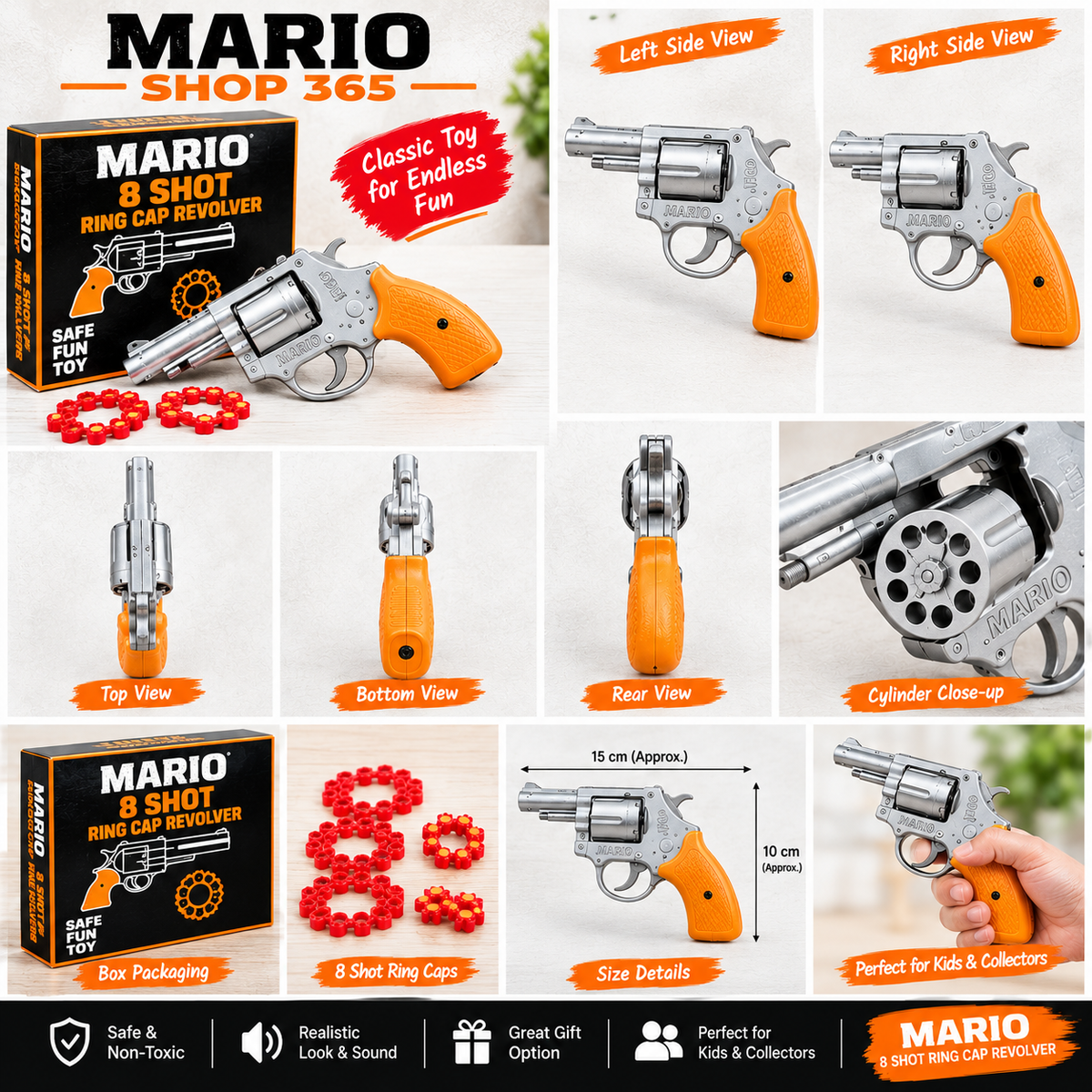 Eagle Mario Metal Ring Cap Gun Toy – Loud Sound Kids Cap Gun | Realistic Toy Pistol Mayra Shop®air gun mayrashop365