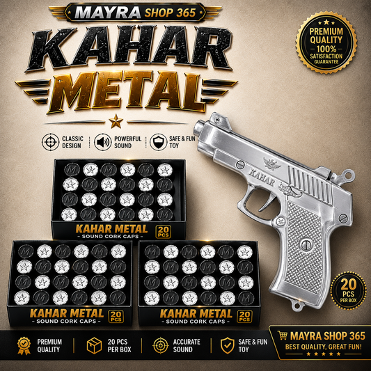 KAHAR METAL silver metal-finish toy sound gun for pretend play