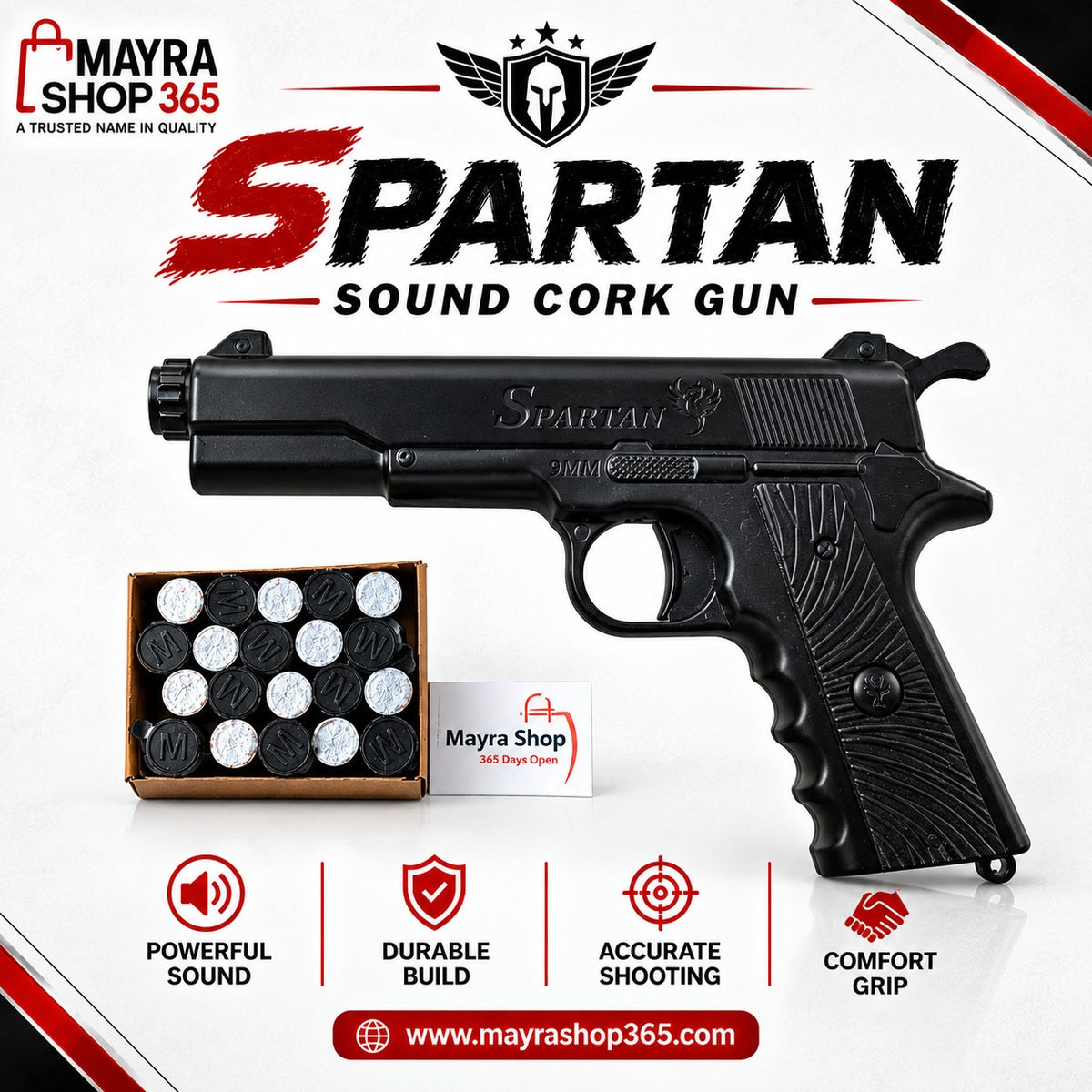 Spartan Sound Gun Black, Sound Cork gun