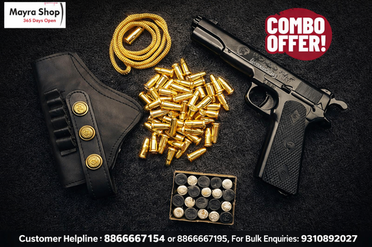 World War sound cork gun combo set with cap bullets, holster and rope – loud sound toy gun India