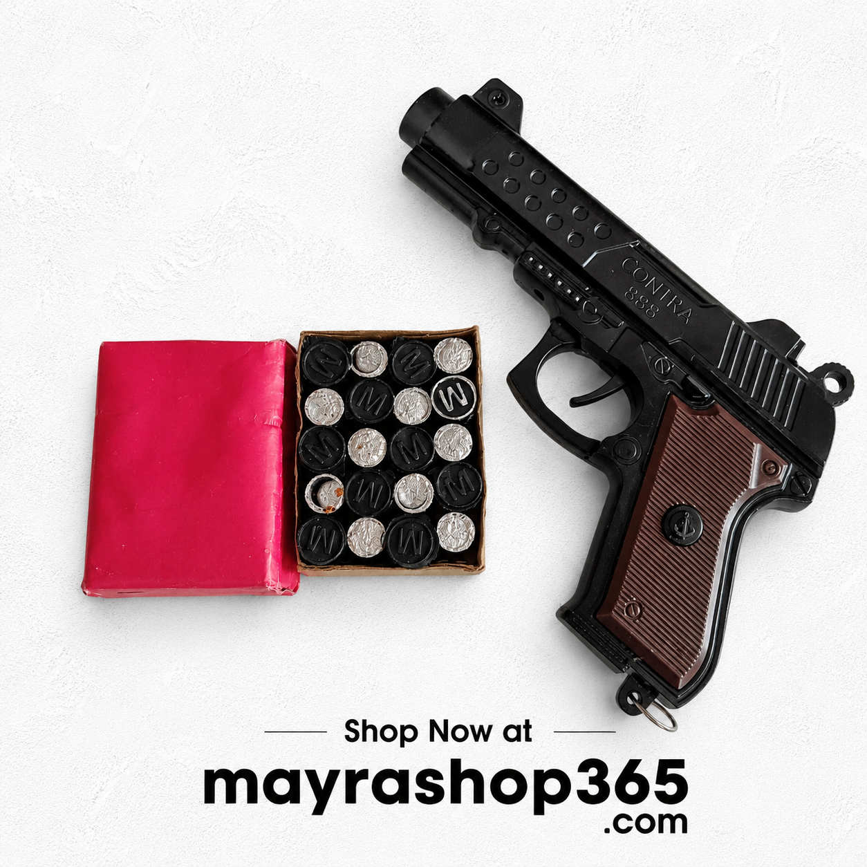 Contra 888 Sound Gun Toy Pistol with Sound Corks available online at MayraShop365