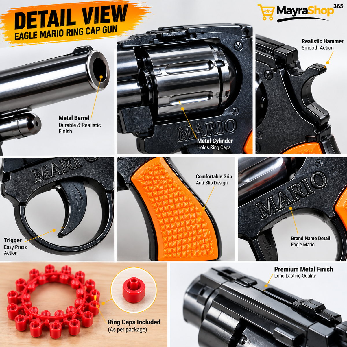 Metal body details of Eagle Mario Ring Cap Gun