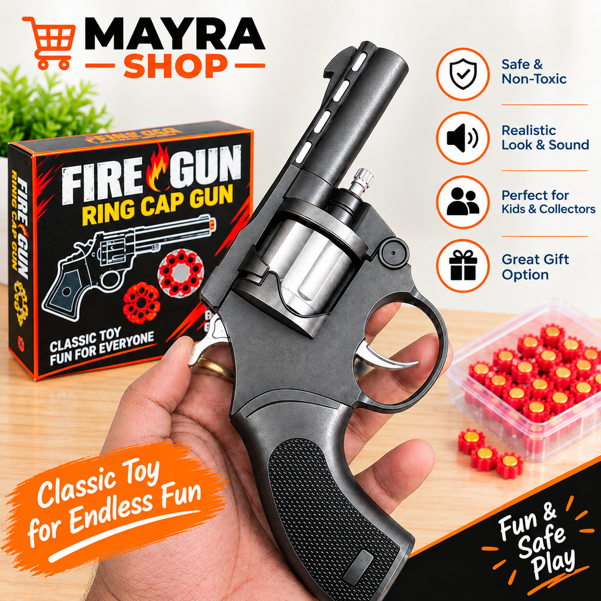 Fire Gun ring cap revolver toy with ring caps