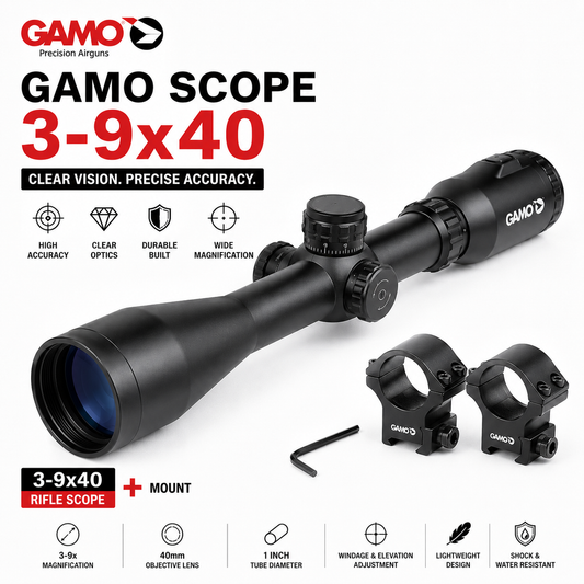 Gamo Scope 3-9x40 with Mount adjustable rifle scope for air rifle and pellet gun