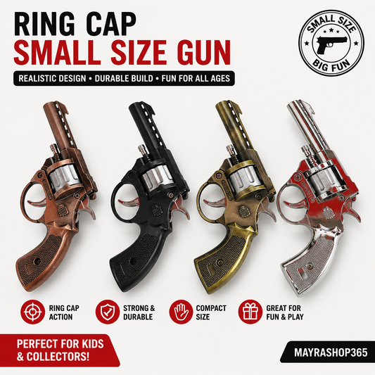 Ring Cap Small Size Toy Gun Mini Revolver Metal Finish Multi Color MayraShop365
