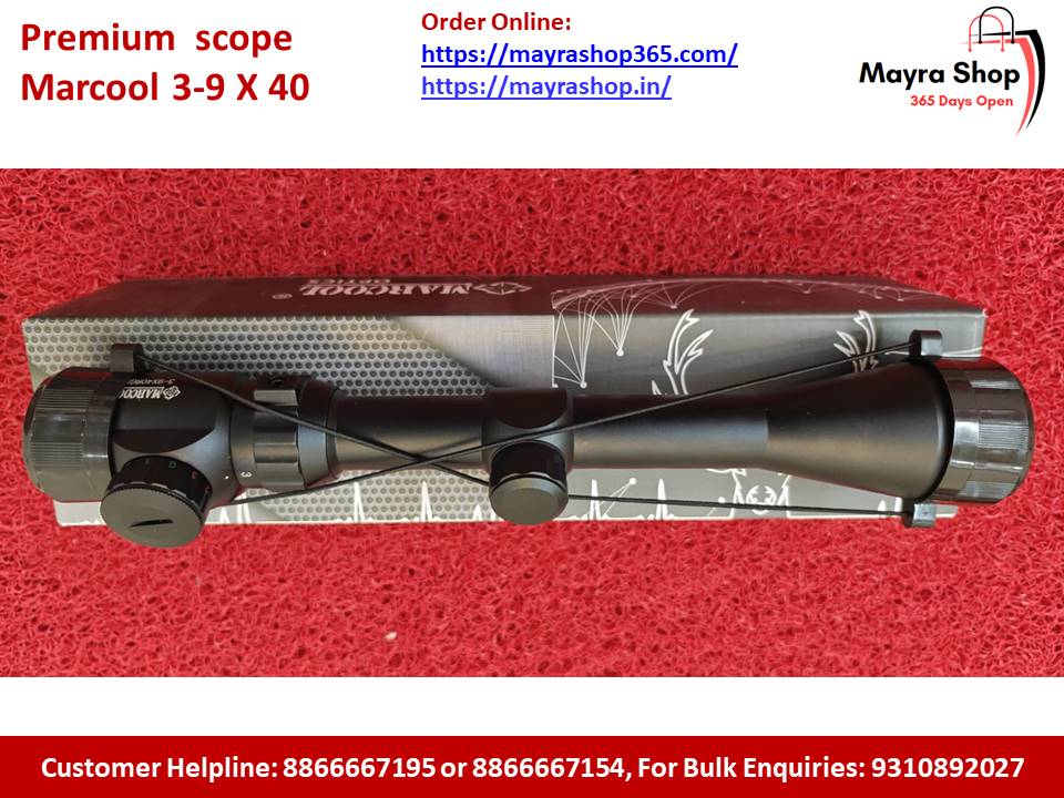 Marcool premium scope with Mayra Shop branding on a red background