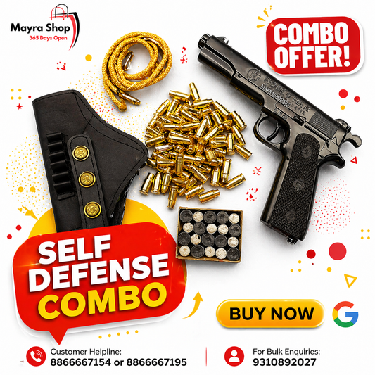 self defense combo kit with air gun
air pistol combo with pellets and holster
personal safety kit India online
buy air gun combo online