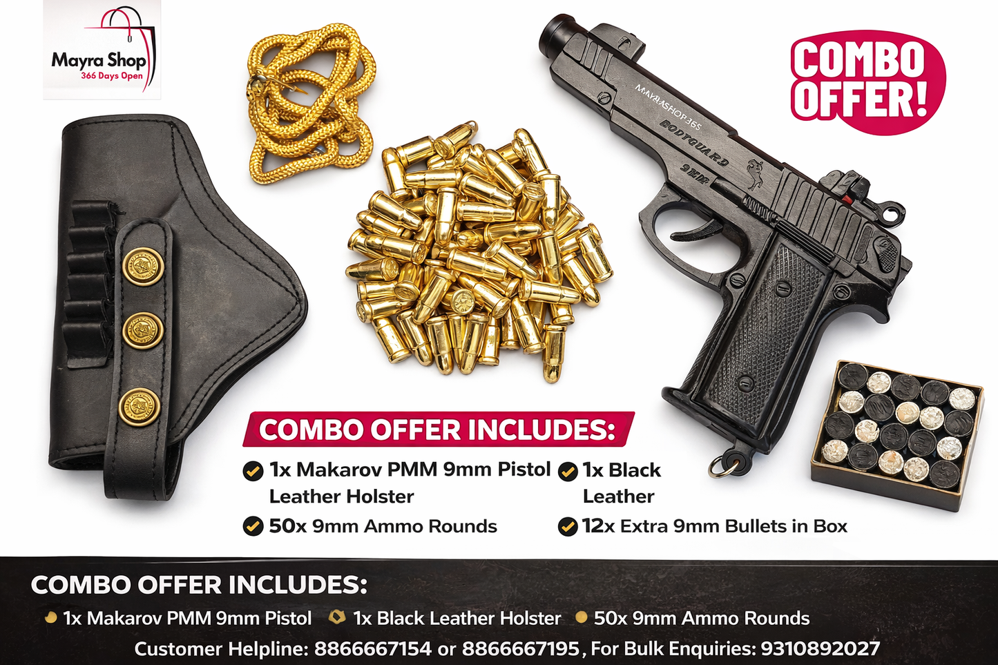 Bodyguard gun combo with metal bullets cork and holster cover India