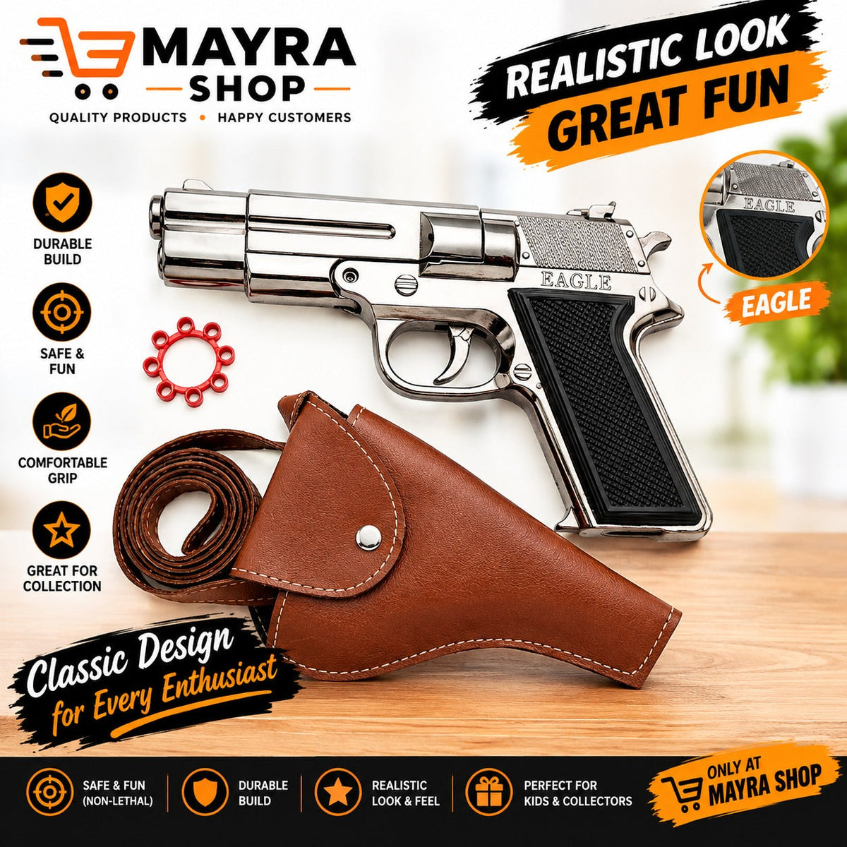 ZIPPY EAGLE Deluxe Cap Gun Toy with Holster – Mayra Shop